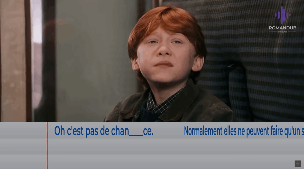 capture d’écran d’une bande rythmo utilisée pour entraîner la lecture fluide en classe