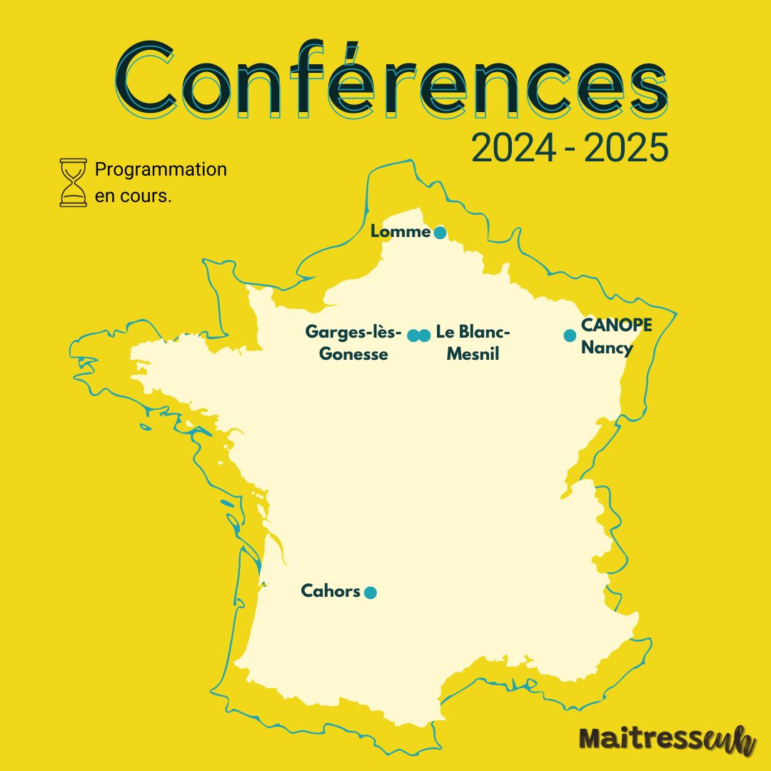 Conférences fluence Leni Cassagnettes 2024 2025 Lomme Garges-lès-Gonesse Le Banc Mesnil CANOPE Nancy Cahors programmation en cours